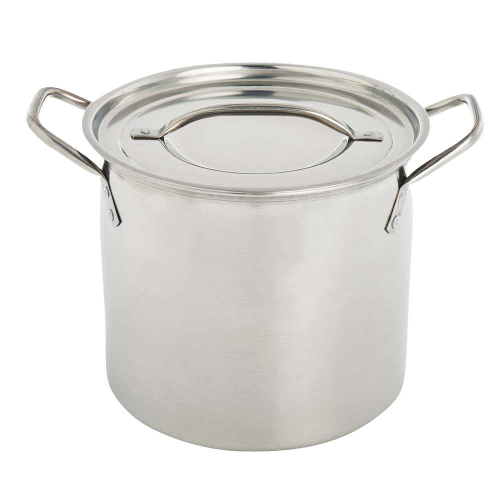 Polished stainless steel stockpot with lid and dual handles for versatile cooking in kitchenware collections under $100