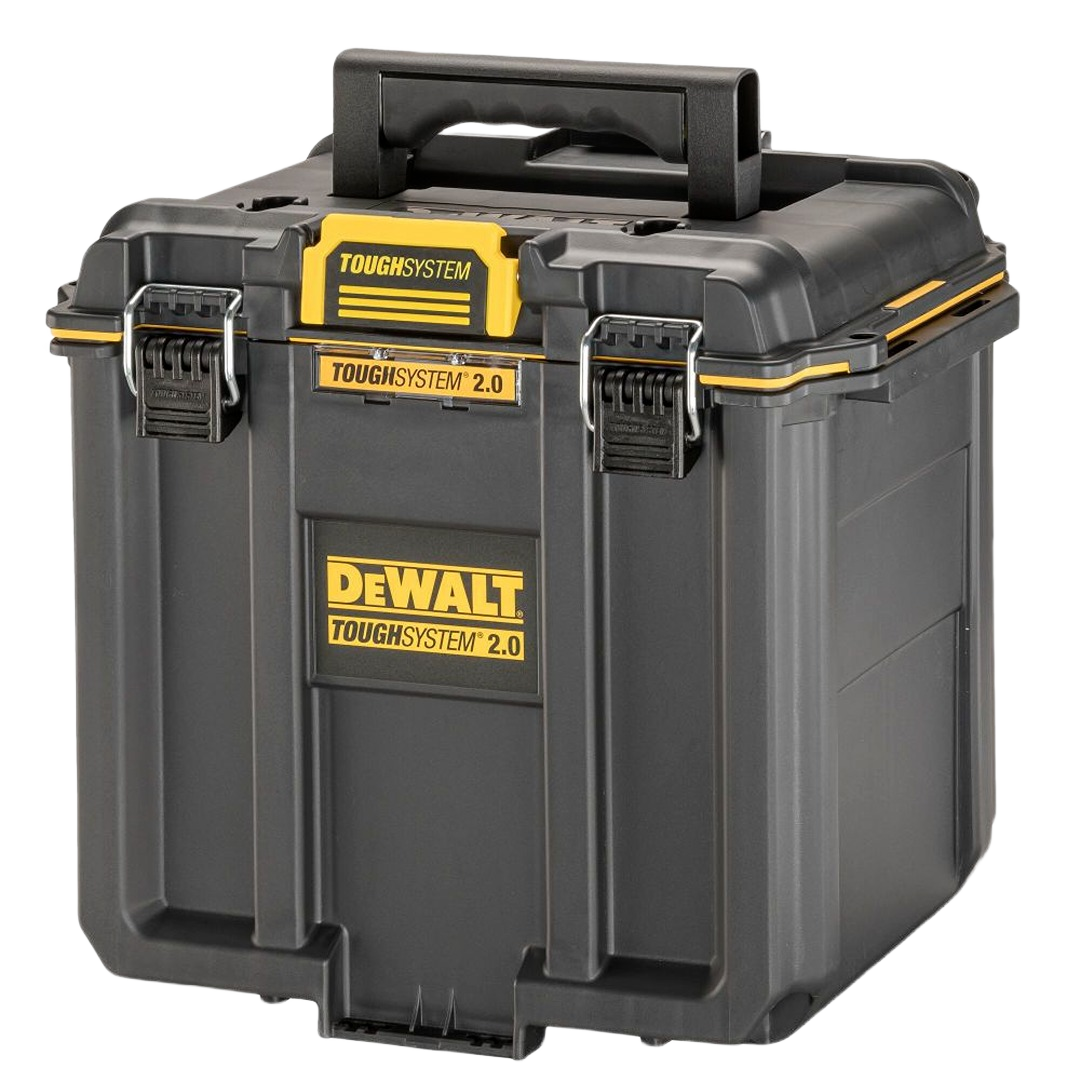 Compact tough yellow and black toolbox ideal for tool storage and jobsite organization under $100 collections