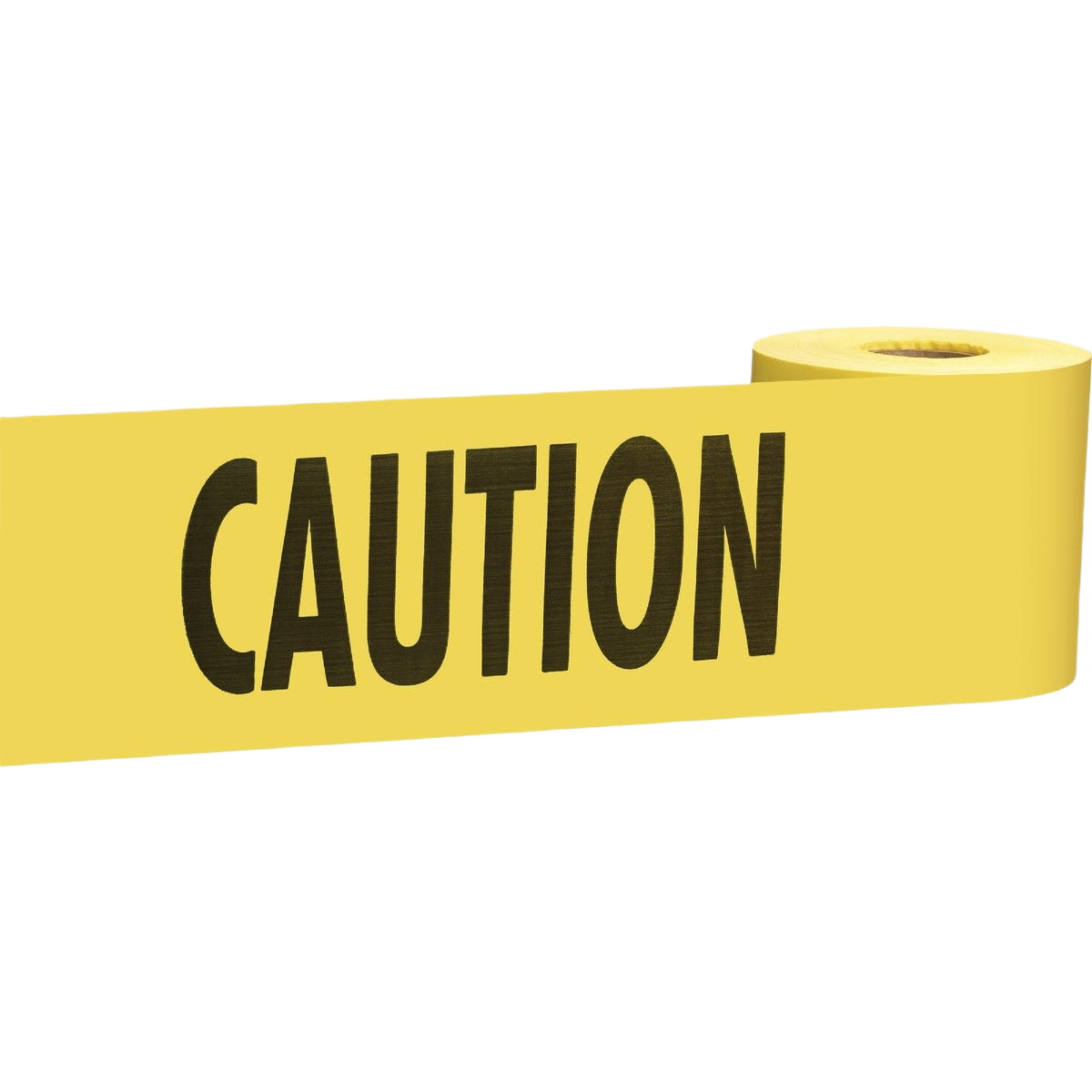 Yellow caution tape roll with bold black lettering for safety marking in hand tools and flagging tape collections