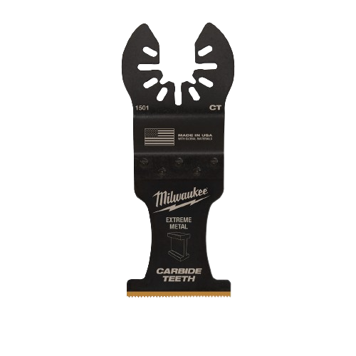 Black metal cutting blade with carbide teeth and Open-Lok™ fitting for power tool accessories in home improvement tasks