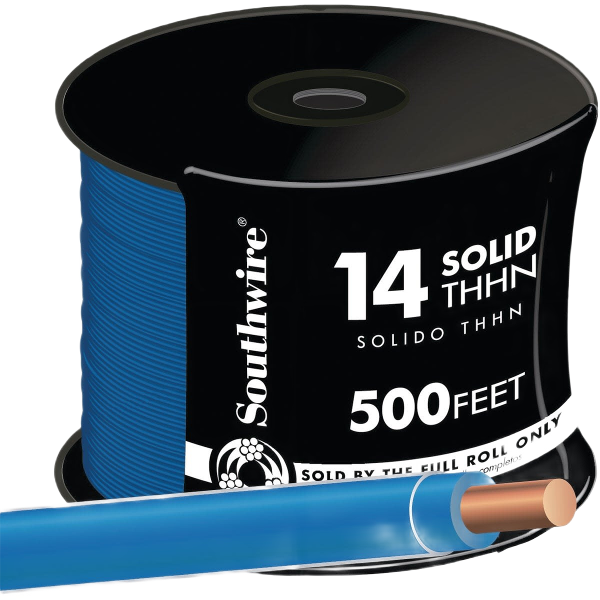Spool of blue 14 AWG solid THHN wire for building wire and electrical projects under 100 dollars collection
