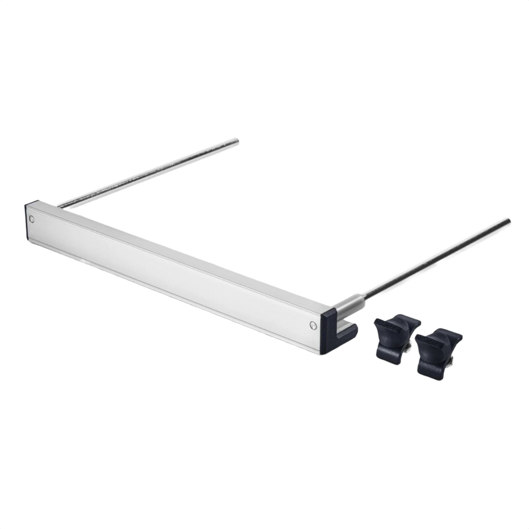 Parallel edge guide with metal rails and plastic clamps for precise saw cutting in power tool accessories under $100 category