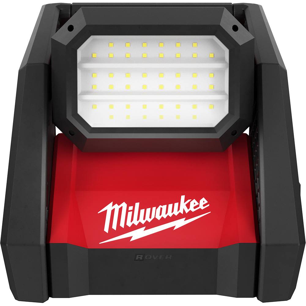 Red and black portable dual power LED flood light for work lighting and home improvement tools under $100