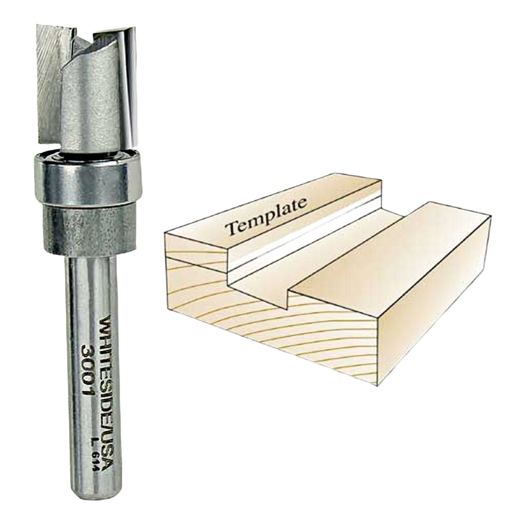 Whiteside template bit with straight guide and cutting edge for woodworking precision in tool accessories collections