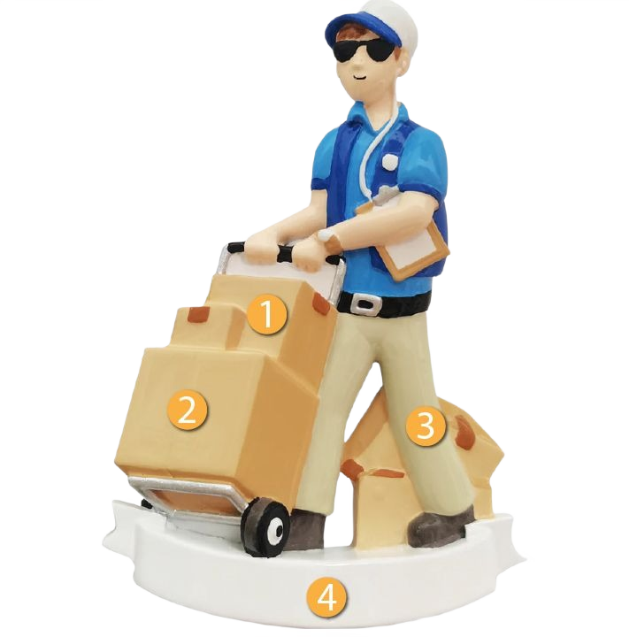 Delivery man figurine with sunglasses and cap carrying stacked boxes for Christmas Ornaments & Tree Decorations under $50 collection