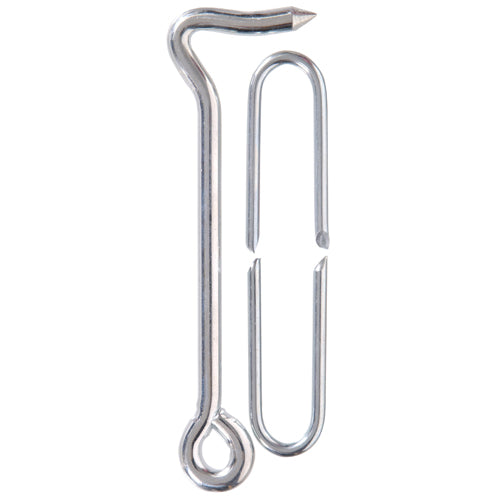 Zinc-plated heavy gate hook and wire staple set designed for durable gate and door fastening in hardware collections under $50