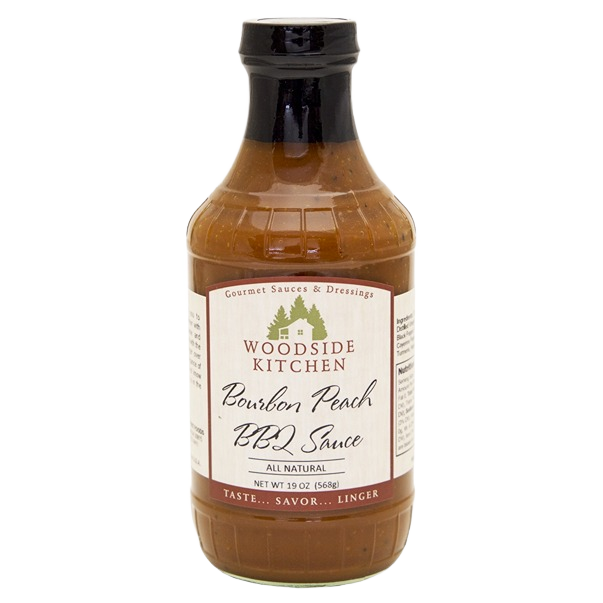 Bottle of Woodside Kitchen Bourbon Peach all-natural BBQ sauce in 19 oz size from Sauces and BBQ collections