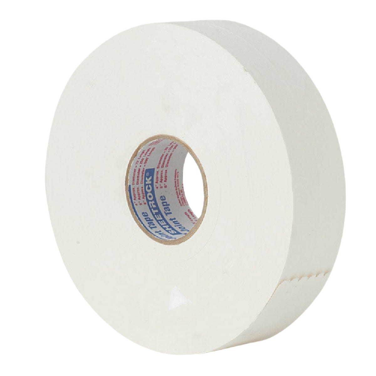 Roll of white paper joint tape designed for drywall repair and finishing in lumber and building materials collections