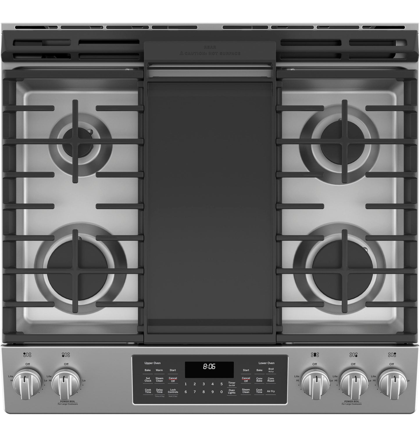 GE 30" Slide-In Front Control Gas Double Oven Range