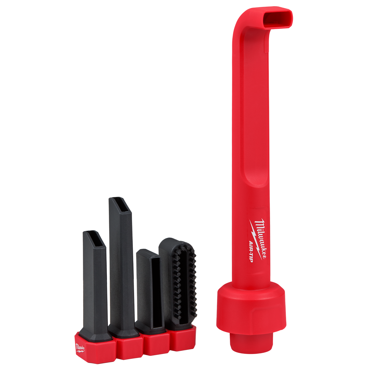 Set of red and black right-angle cleaning tool attachments for woodworking and dust collection tasks in home improvement.