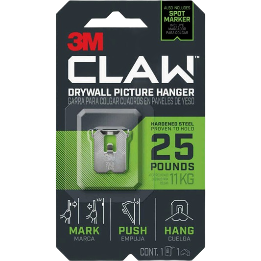 Steel drywall picture hanger with 25 lb weight capacity for home improvement wall mounting tasks
