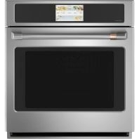 Stainless steel smart wall oven with convection, digital display, and modern handle in kitchen appliances and wall ovens collection