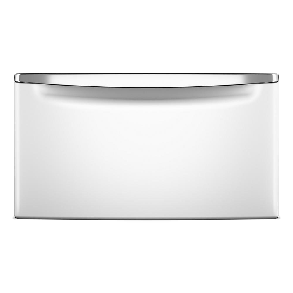White laundry pedestal drawer with curved handle for extra storage in appliance parts and accessories collection