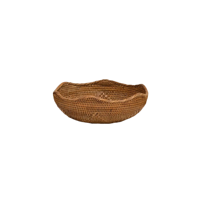 Hand woven medium rattan bowl with natural finish for home accents and decor under $100 collections