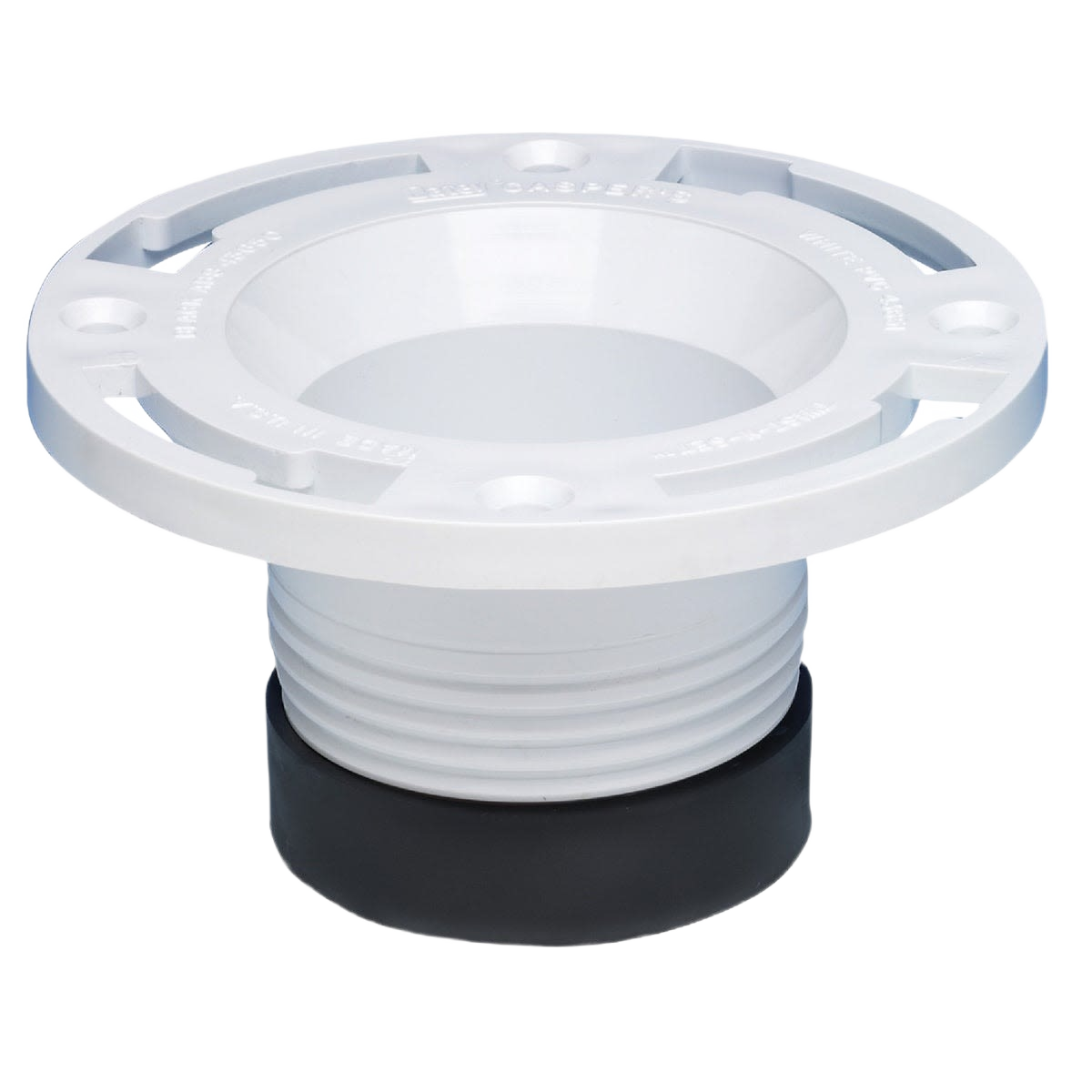 White PVC closet flange with threaded base and rubber gasket for plumbing applications in Pipes & Fittings Under $50 collections