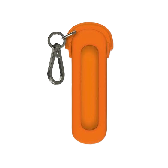 Orange silicone protective case with metal clip for headphones, suitable for multi-tools and home improvement accessories under $50