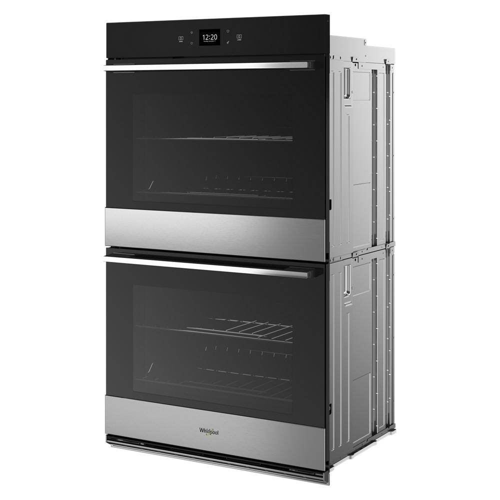 Double wall oven in stainless steel with black glass panels and digital control from Wall Ovens and Appliances collections