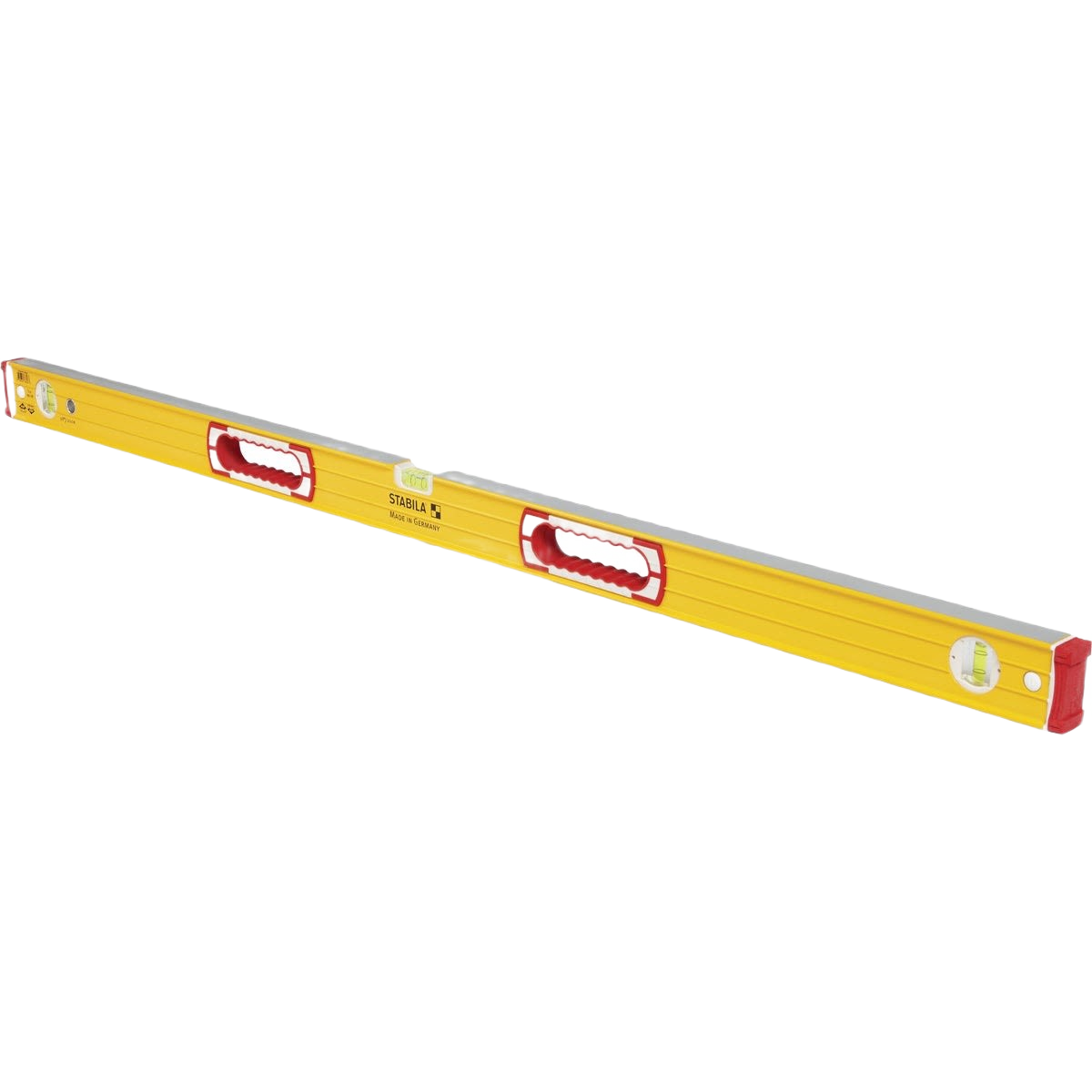 Yellow heavy-duty magnetic box level with built-in vials for accuracy in woodworking and measuring tool collections
