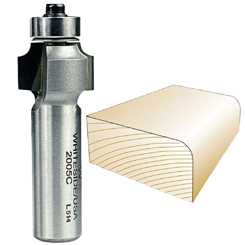 Whiteside roundover router bit with 1/2 in. shank for smoothing edges, in tool and power tool accessories collections