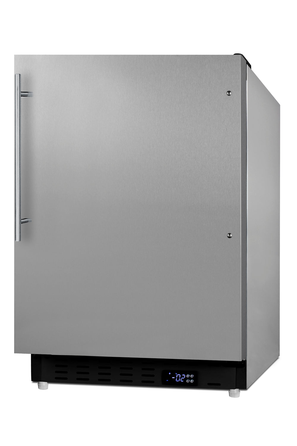 Stainless steel 21-inch built-in all-freezer with digital temperature display and ADA compliant design for kitchen appliances collection
