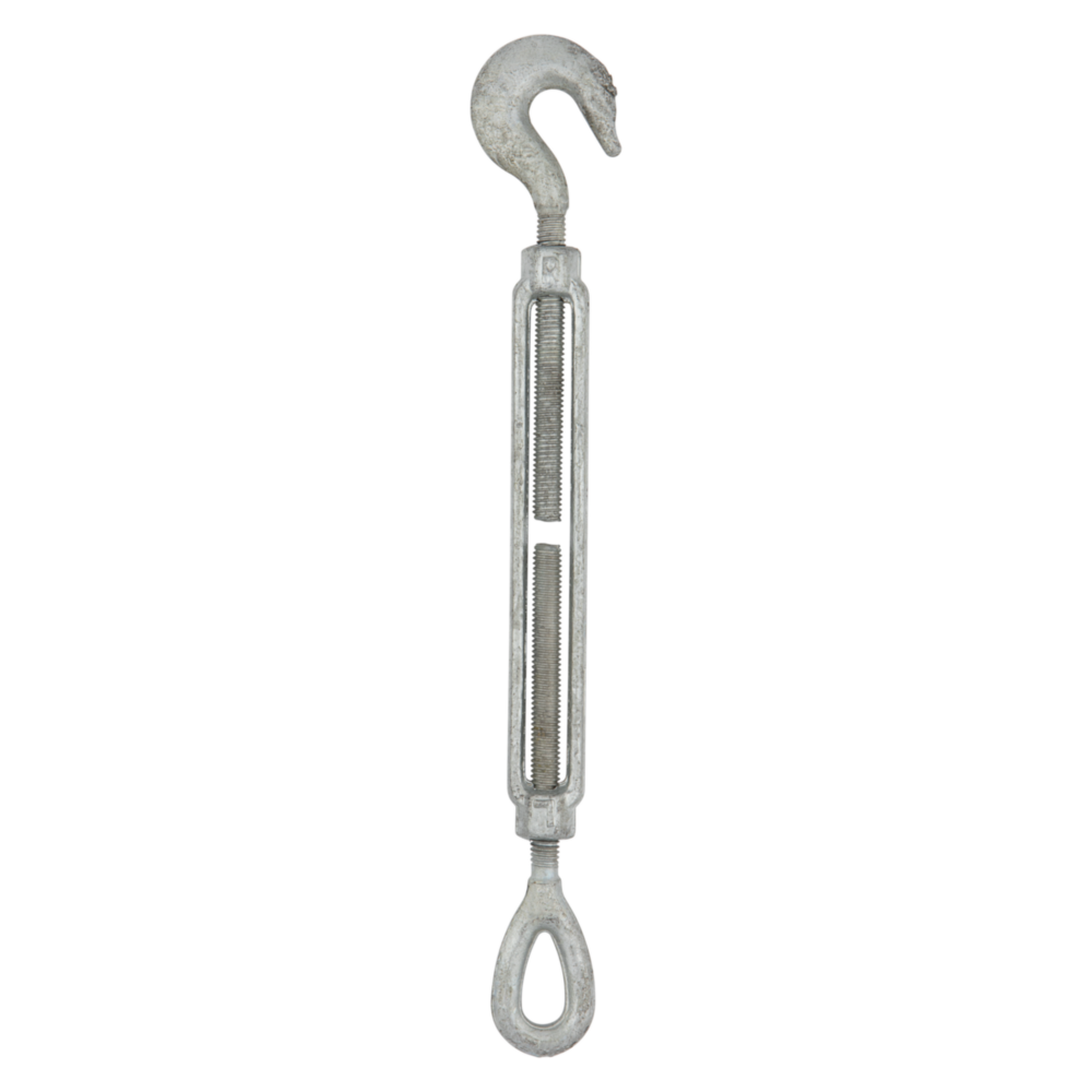 Galvanized hook and eye turnbuckle for durable load adjustment in storage and organization under $50 home improvement tools