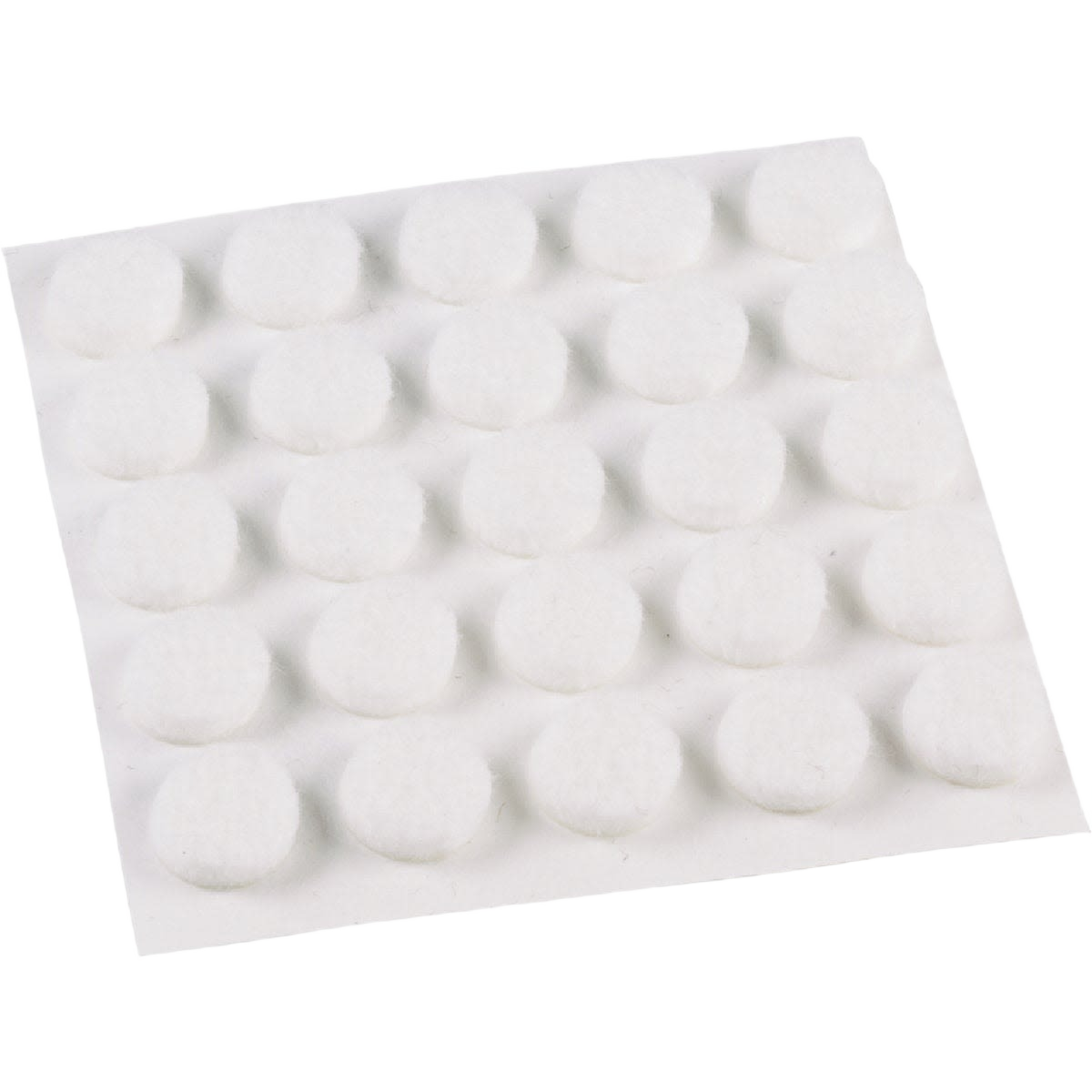 White self-adhesive round felt pads in 75-pack for furniture protection in hardware and furniture accessories collections