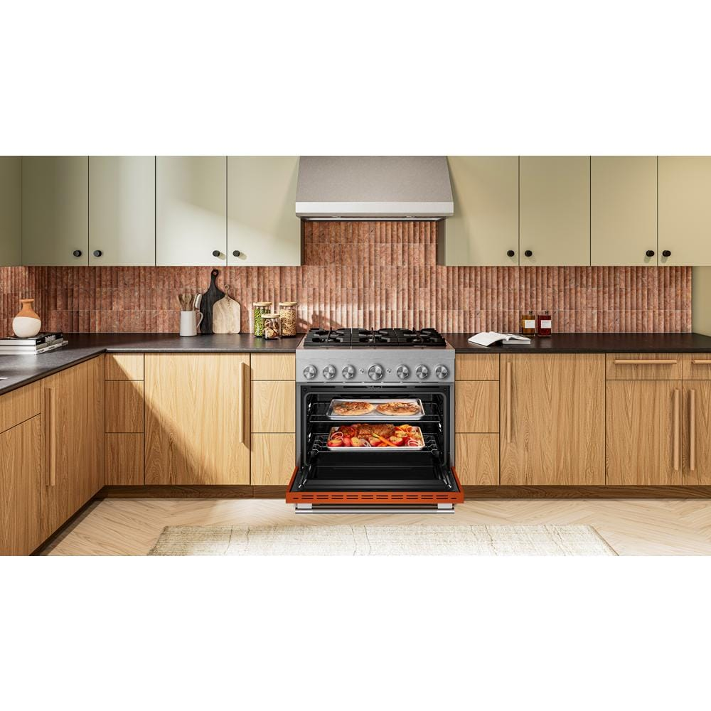 36-Inch 6 Burner Commercial-Style Dual Fuel Range with No Preheat Air Fry Mode
