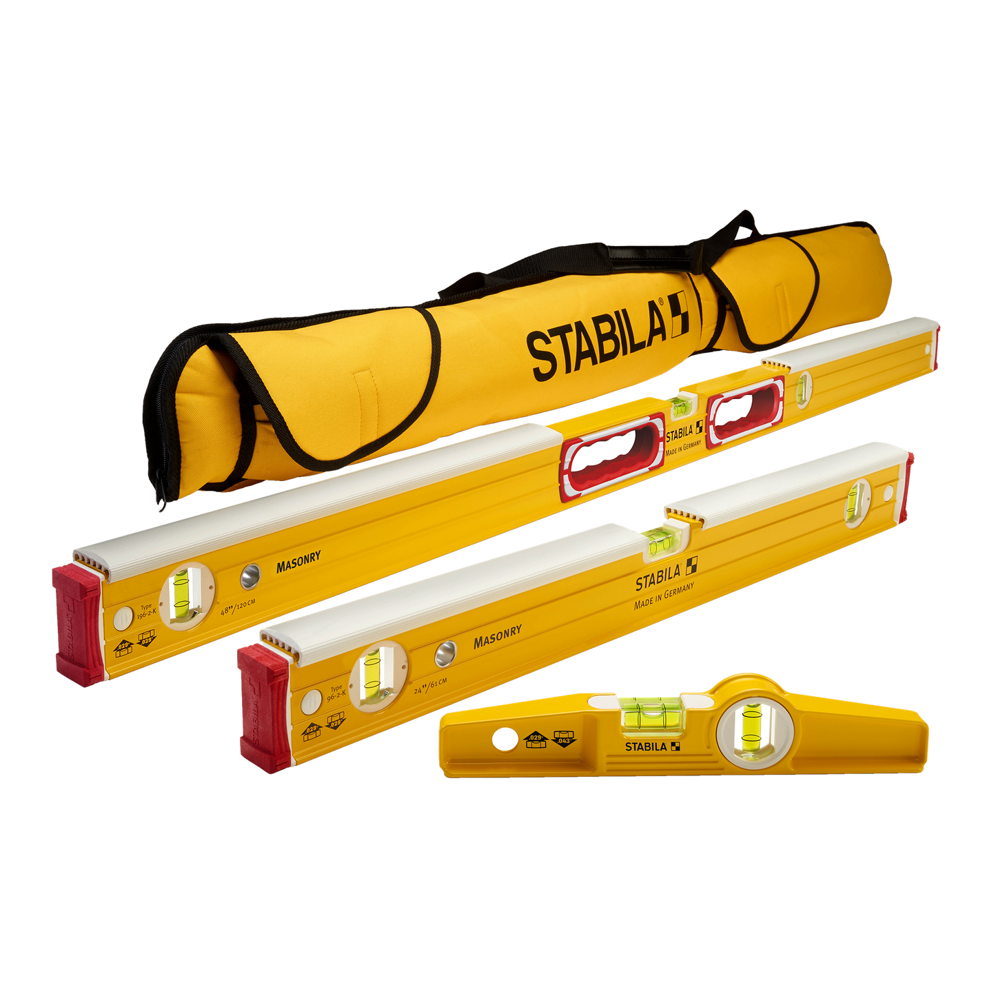 Stabila Type 196-2 Masonry 3-Pc. Level Set w/Carrying Case