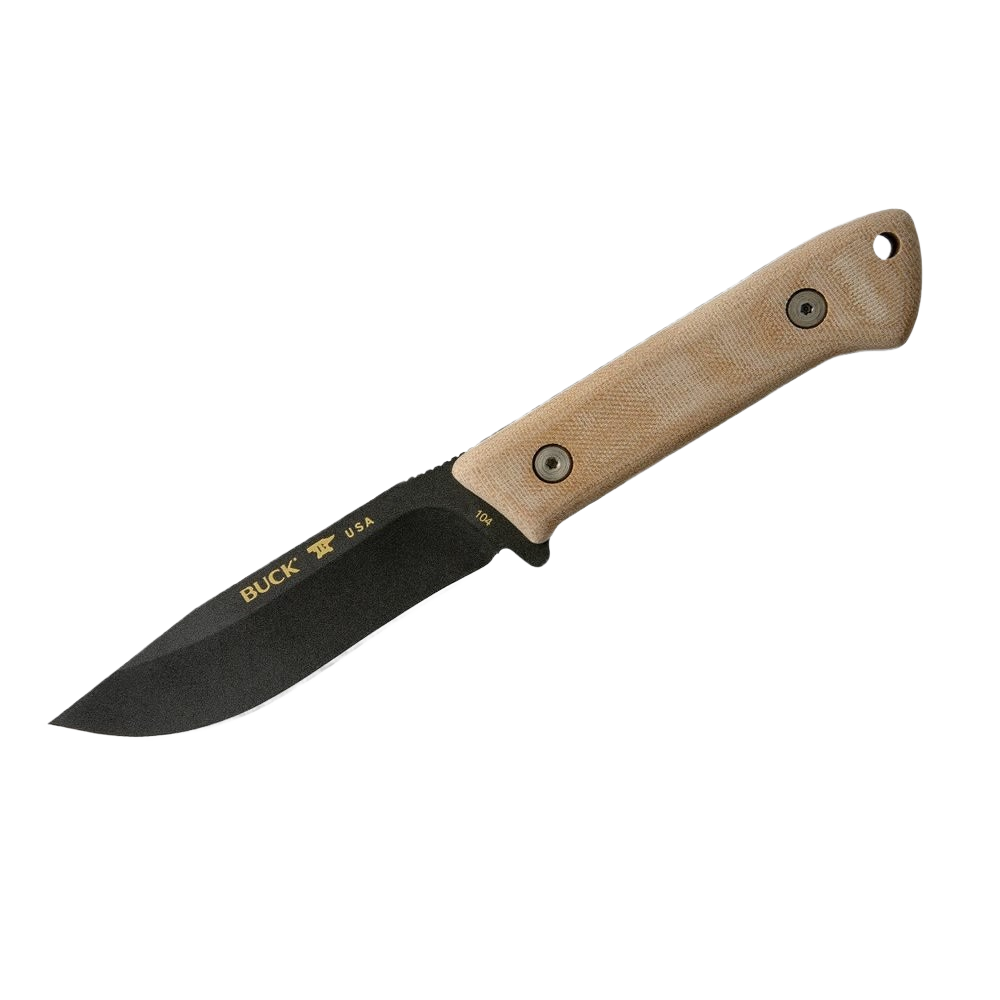 Fixed blade knife with natural canvas micarta handle for outdoor cutting and woodworking hand tools collection