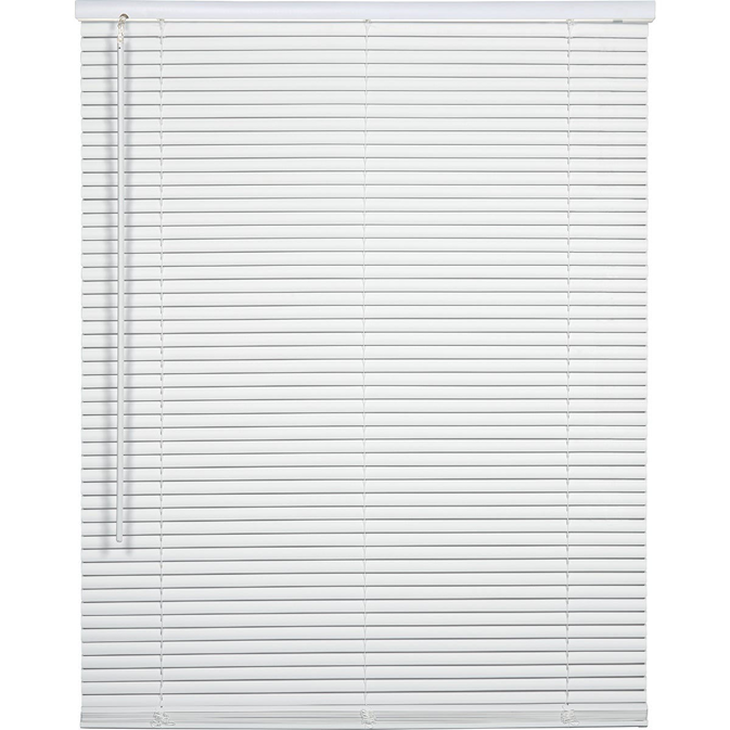 White vinyl cordless mini blind with adjustable slats for privacy and light control in home improvement use