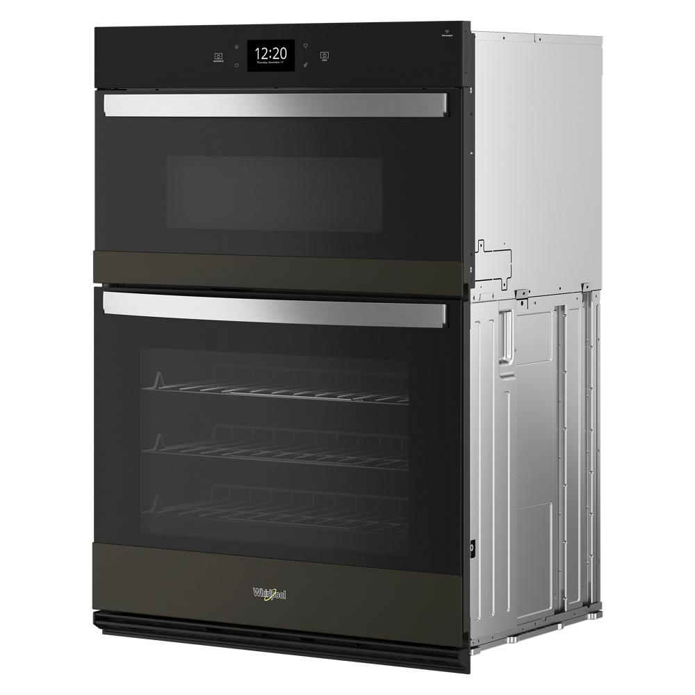 6.4 Cu. Ft. black wall oven microwave combo with digital display, stainless steel handles in Appliances and Wall Ovens collections
