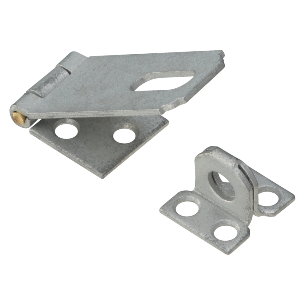 Galvanized steel safety hasp with brass pin for securing doors and cabinets in hardware and door accessories collections under $50