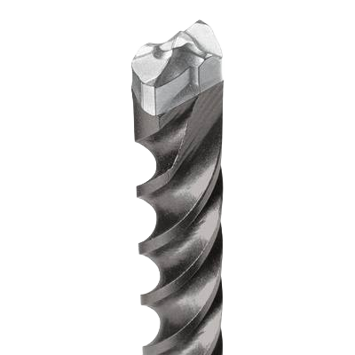 Carbide-tipped rotary hammer drill bit with spiral flutes for concrete drilling in power tool accessories and home improvement collections