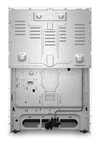 Back view of metal panel and internal components for a kitchen gas range in home improvement appliances collection