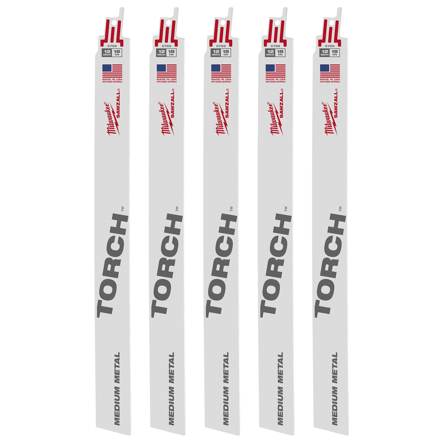 Milwaukee 12" 18 TPI TORCH™ SAWZALL® Blade for Medium Metal (5 PK)