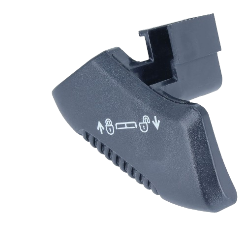 Black plastic lift lock lever with lock and unlock icon, for John Deere parts and home improvement tools under $50