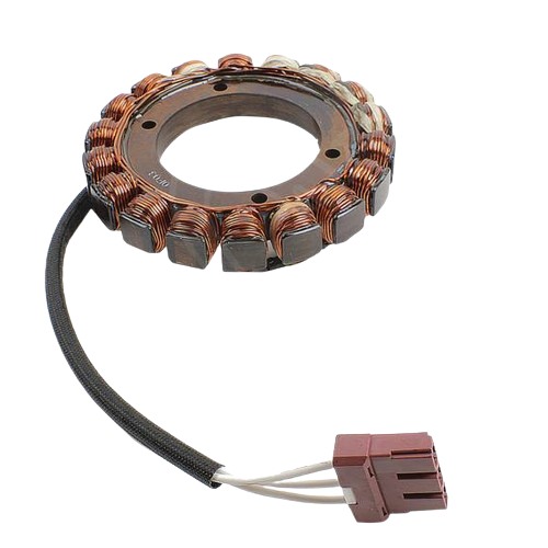 Circular electrical charging coil with copper windings and attached connector for automotive and tractor parts replacements