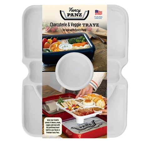 White segmented insert for organizing charcuterie and veggies in kitchen storage and food trays