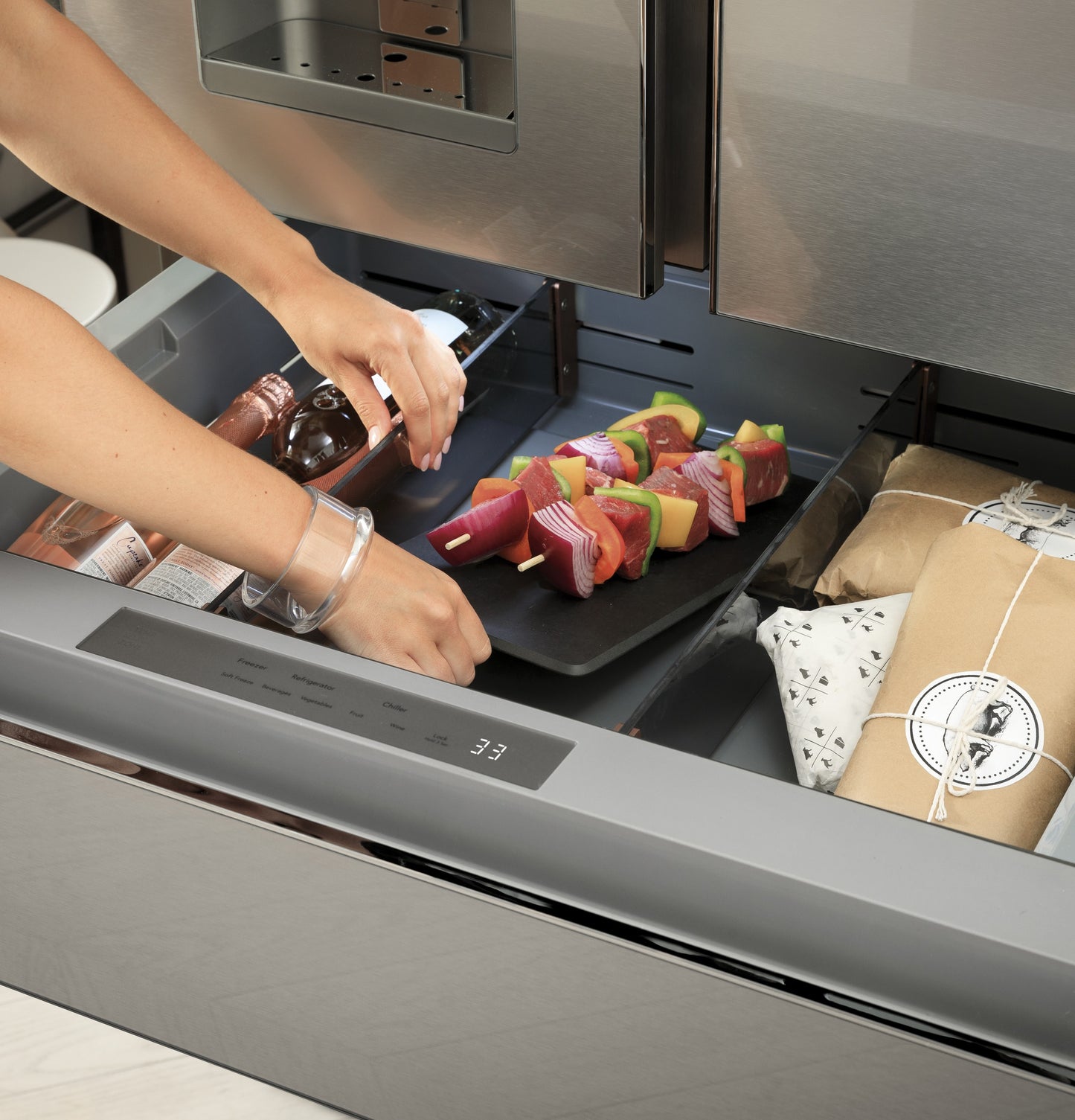 CAFÉ™ ENERGY STAR® 27.8 Cu. Ft. Smart 4-Door French-Door Refrigerator in Platinum Glass