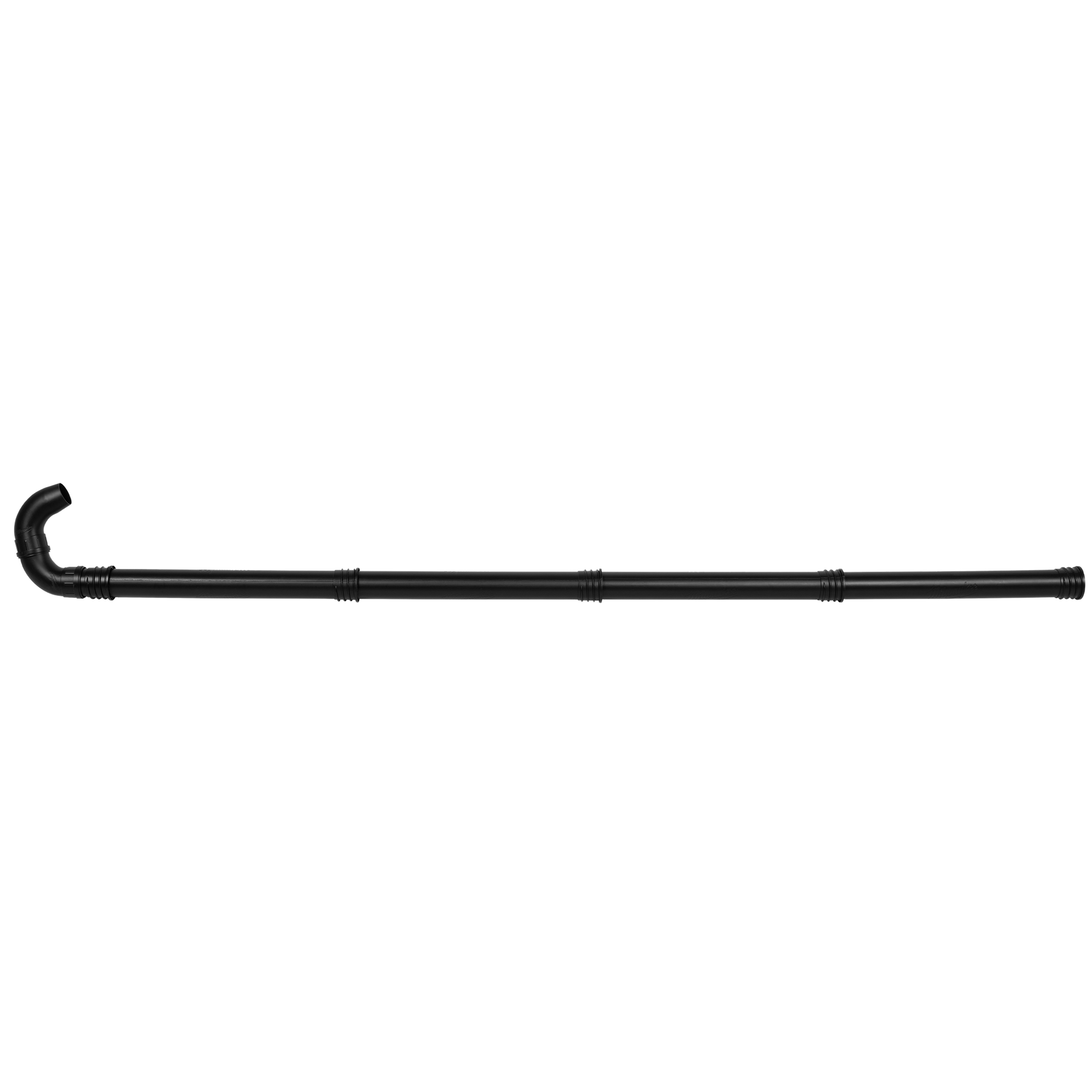 Black tubular gutter cleaning attachment with curved nozzle designed for use with Milwaukee blowers in home improvement tools
