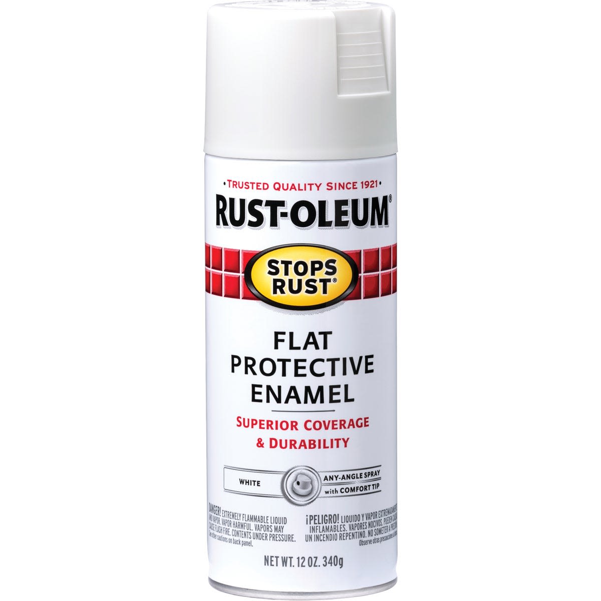 White flat protective enamel spray paint can for rust prevention in home improvement and spray paint collections