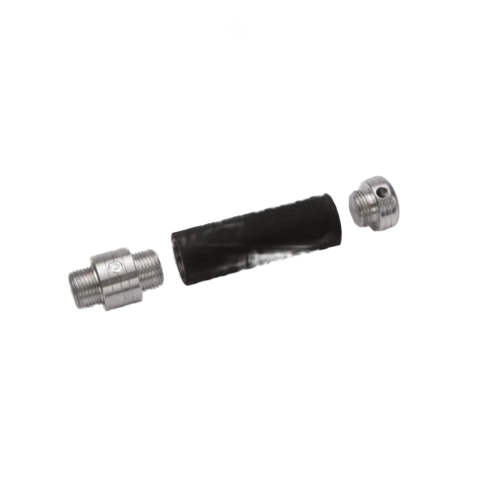Four-inch handle extension with metal connectors and black grip for woodworking tools and home improvement use