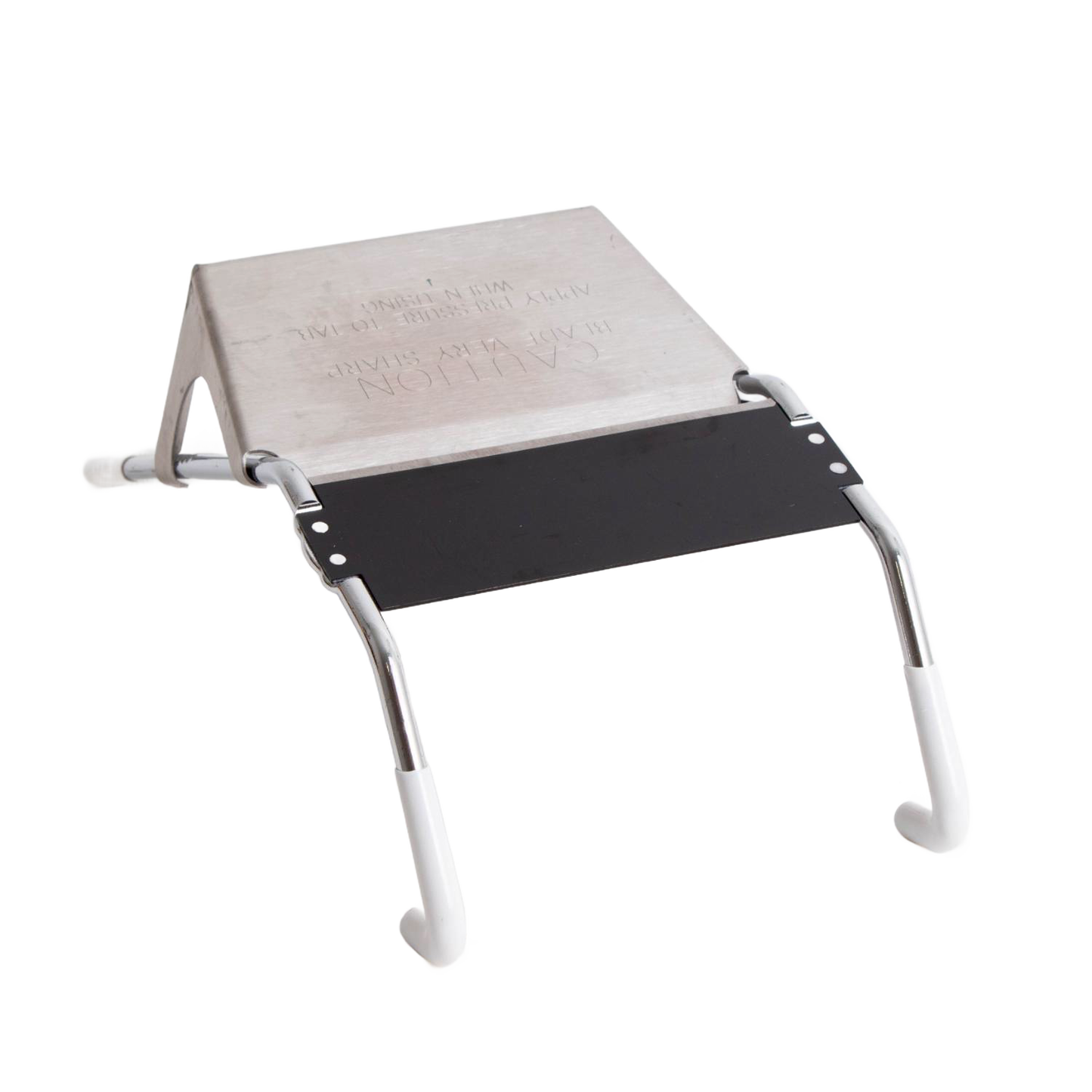 Mandoline-style vegetable slicer with stainless steel blade and white rubberized feet for kitchenware and under $50 collections