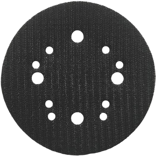 Black 5-inch sanding disc connection pad with universal 12-hole pattern for tool and abrasive accessories collections