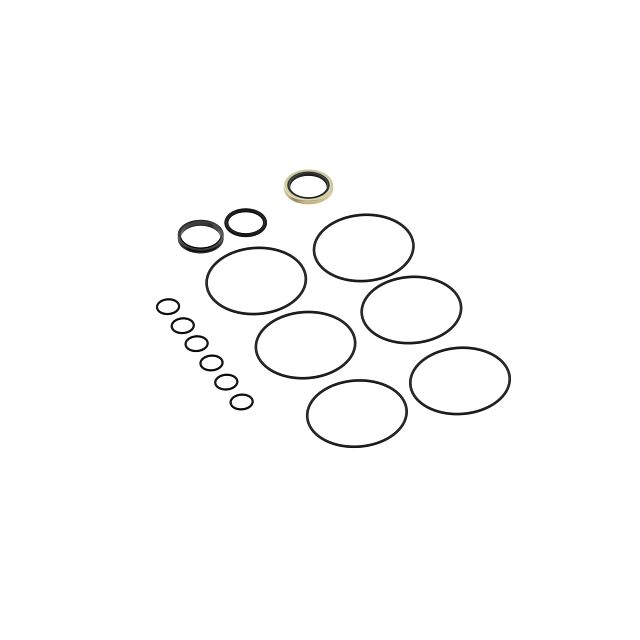 Set of black rubber seals and rings for steering column repair in automotive and John Deere parts collections