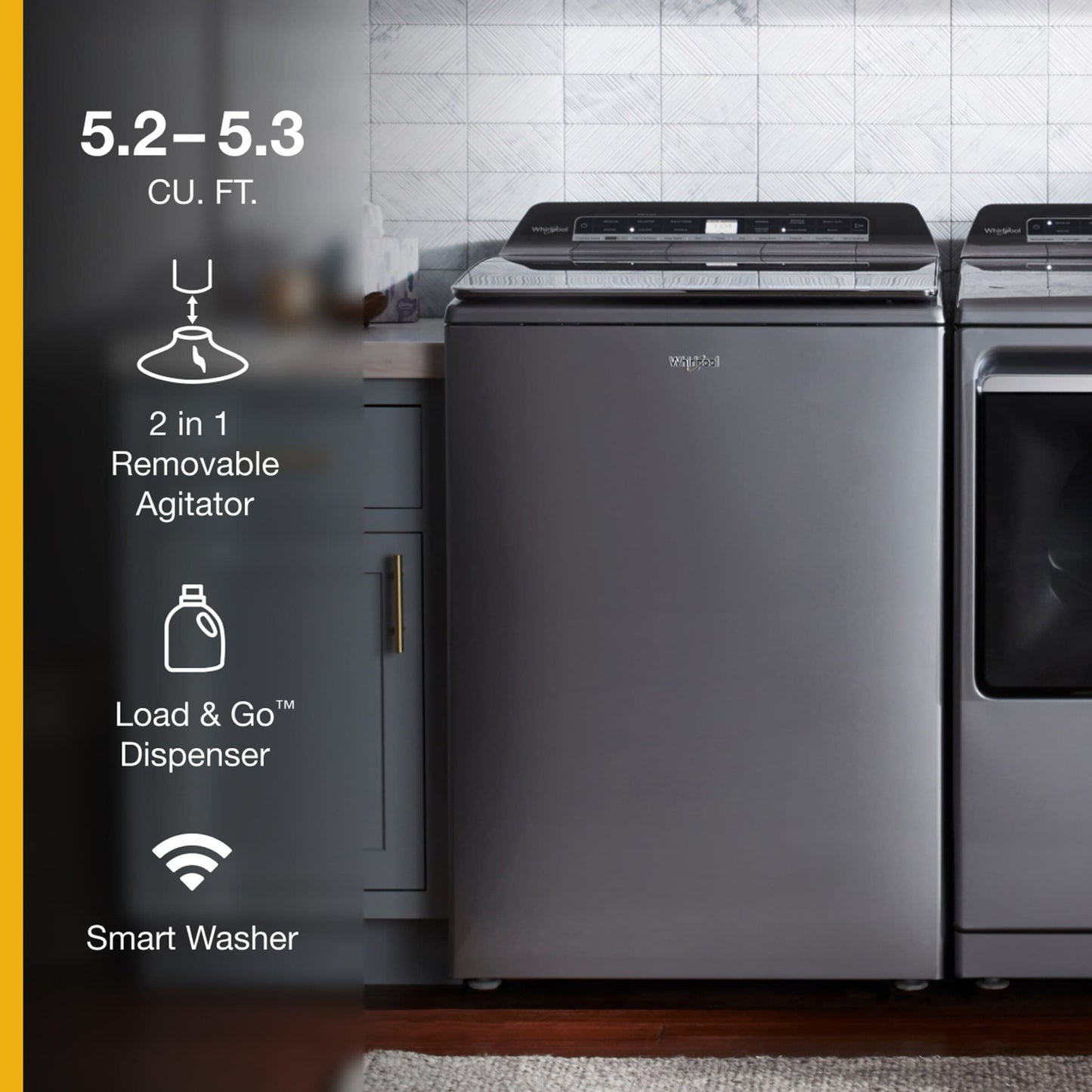 5.2 - 5.3 cu. ft. Top Load Washer with 2 in 1 Removable Agitator
