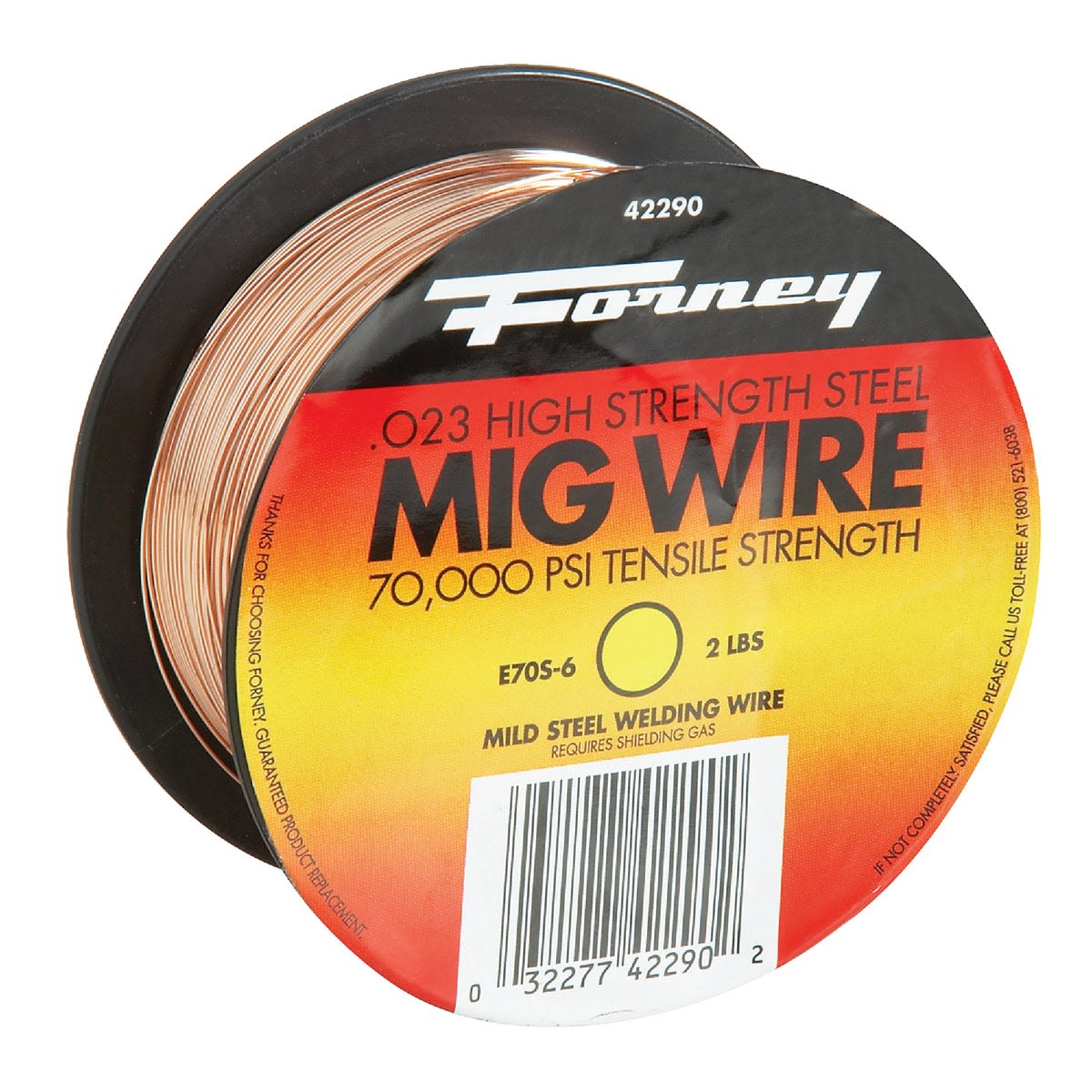 Spool of Forney mild steel welding wire designed for MIG welding with high tensile strength for tools and home improvement tasks