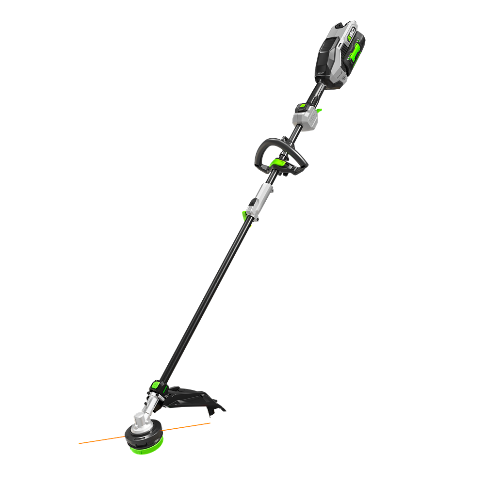Cordless handheld string trimmer with 16-inch cutting head, green and black design in outdoor power tools collections