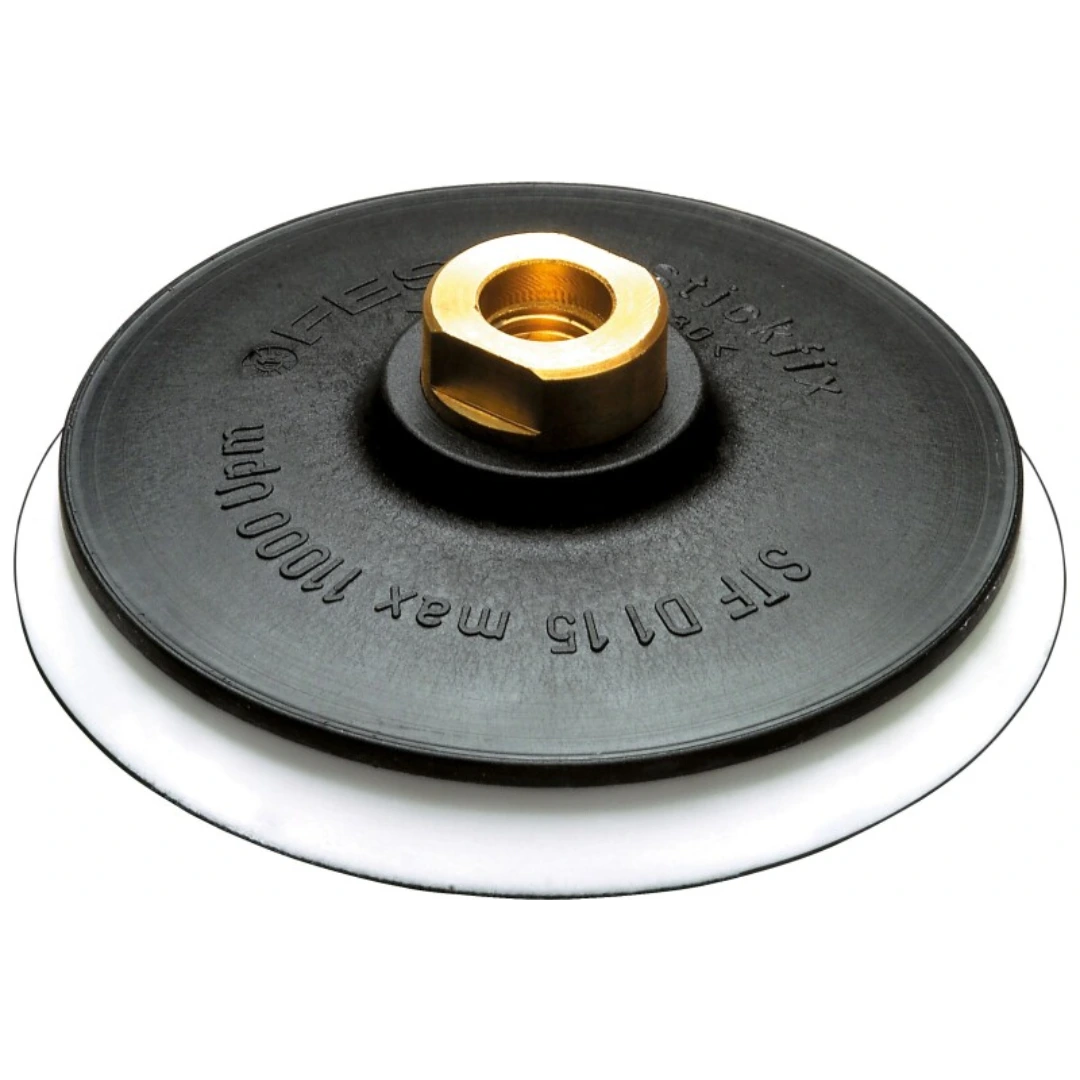 Soft sanding pad with brass threaded center for power tool attachment in home improvement projects
