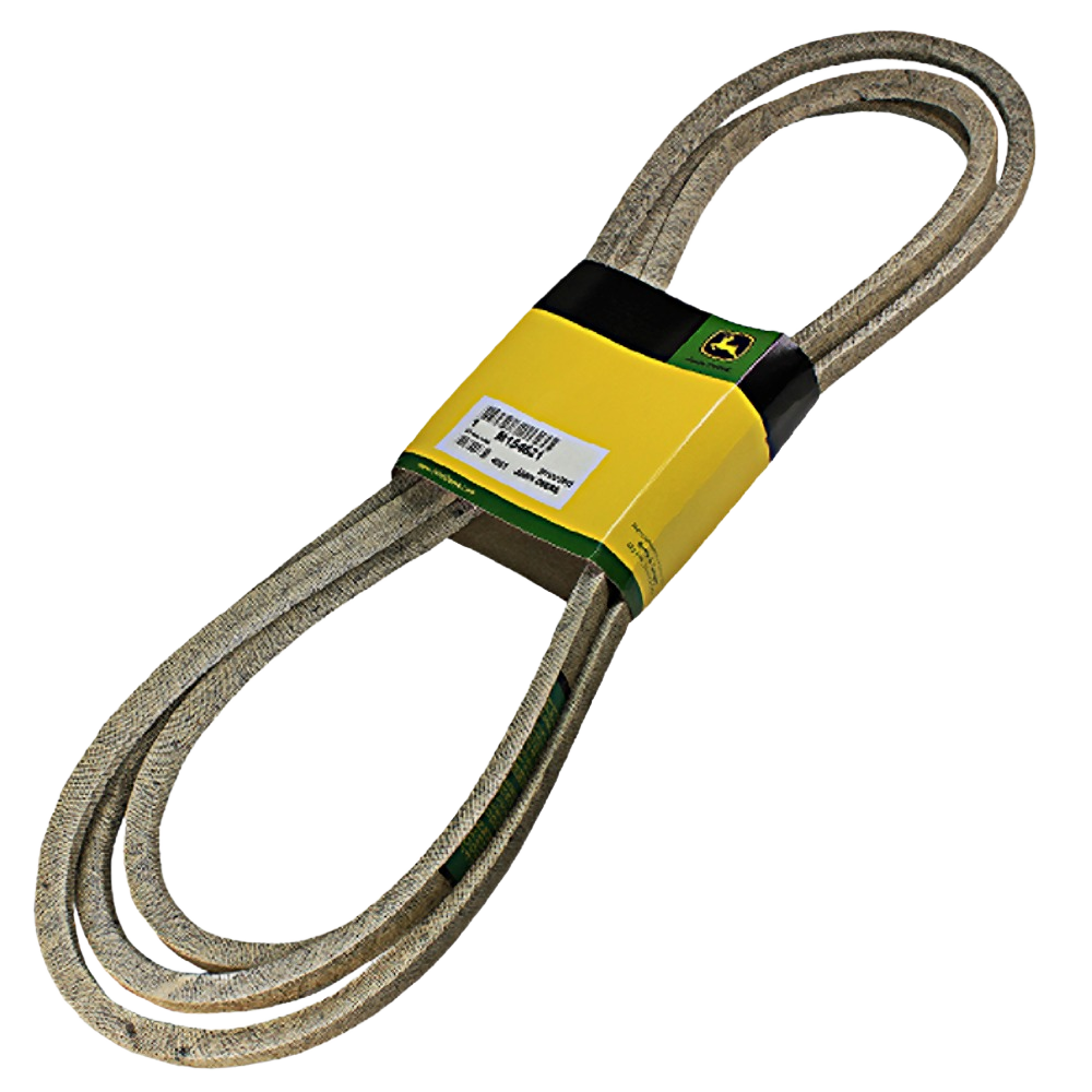 Replacement belt with woven texture and yellow label for outdoor equipment maintenance and tools use